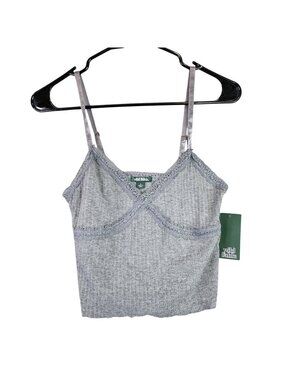 Womens Wild Fable Gray Lace Trimmed Crop Cami Tank Top Adjustable Straps Size S